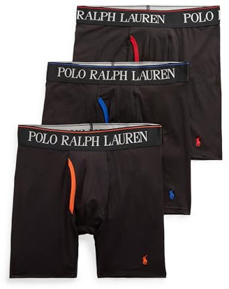 POLO RALPH LAUREN 4D Flex Microfiber Long Leg Boxer Brief 3-Pack Polo Black LG