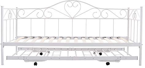 Panana Day Bed Single Bed Sofa Metal Bed Frame Stylish 2 in 1 (White, Daybed 02 Only)