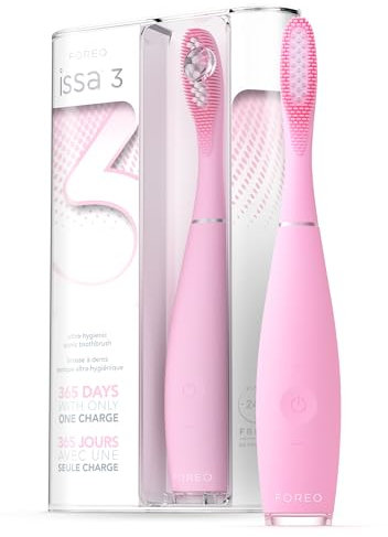 FOREO ISSA 3 Ultrahygienische 4-in-1 elektrische Schallzahnbürste aus Silikon für Zähne, Zahnfleisch, Zungen- & Wangenreiniger. Zahnaufhellung und Zahnreinigung - 6 Monate Zahnbürstenaufsatz.