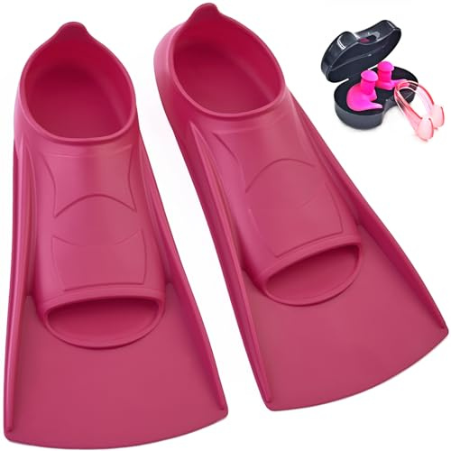 Nagiee Schwimm Flossen, Bequeme Silikon Flossen für Bahnen Schwimmen & Training, Kurze Schwimmflossen mit Netztasche, Schwimmausrüstung für Kinder, Jugendliche, Erwachsene, Frauen und Männer