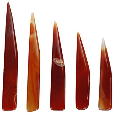 5 Stücke Achat Messer, Achat Polieren Schleifen Poliermesser Achat Gold Silber Schmuck Ton Handwerk Schmuckherstellung Werkzeug, für Gold Silber Schmuckherstellung(Rot)