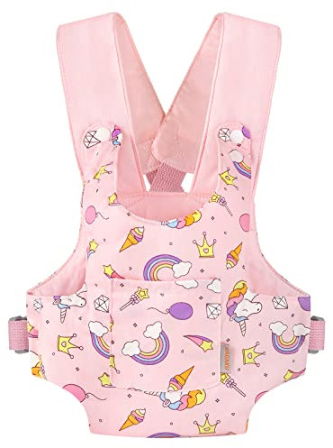 GAGAKU Puppentrage Puppenzubehör Babypuppentrage Kuscheltierträger mit verstellbaren Trägern für Kinder - Rosa (Stern)