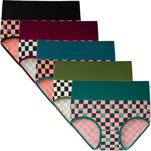 INNERSY Culotte Femme Coton Taille Haute Slip Confort Shorty Doux Lot de 5 | Sous-vêtements Confortable, Couverture Complète, Sans Étiquette, Entrejambe 100% Coton, Post Accouchement, Sport, Quotidien