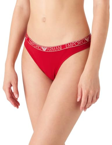 Emporio Armani Damen Emporio Armani Women's 2-pack Essential Studs Logo Brazilian Briefs, Ruby Red, M EU