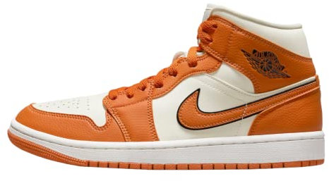 NIKE WMNS Air Jordan 1 Mid Basketballschuh für Damen, Coconut Milk Sport Spice Black, 39 EU