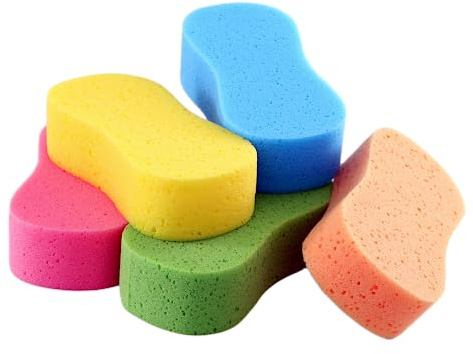 Car Wash Sponges,5 Pack Extra Thick Large Colorful Cleaning Sponge Multi-Purpose for Bathroom Kitchen Bike Boat (Random 5-Color Mix)