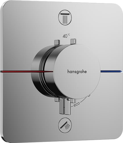 hansgrohe ShowerSelect Comfort Q - Thermostat Unterputz mit Sicherungskombination, Armatur mit Sicherheitssperre (SafetyStop) bei 40° C, Thermostat, Mischbatterie für 2 Verbraucher, Chrom