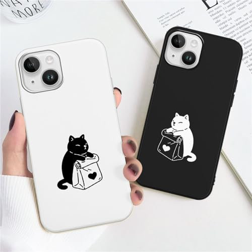 Xylota 2 Stück Handyhülle für iPhone 14/iPhone 13 6,1 Hülle, Niedlich Case mit Cartoon Muster Katze Design, Ultra Dünn Silikon Weich TPU Stoßfeste Kratzfest Schutzhülle Cover für iPhone 14/iPhone 13