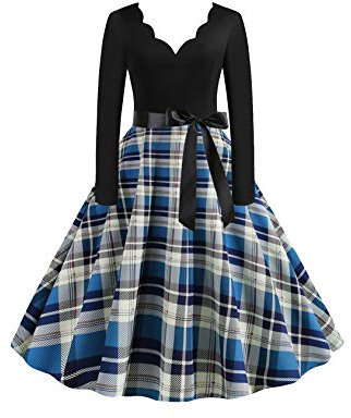 EFOFEI Femme Robe mère noël Robe Manche Noel Robe de Chambre Robe de Noel Enceinte Robe de Noel Femme Longue Bleu XL