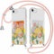 Kueqeay Coque avec avec Porte-Carte pour iPhone 7/8 / SE 2020/2022 4,7, Étui avec Collier Lanière Cordon Aesthetic Fleur Motif Transparent Case Mince Silicone Housse Antichoc Protection Cover, 08