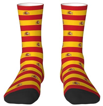 Oudrspo Calcetines unisex de la bandera de España Calcetines clásicos de media pantorrilla Deportes al aire libre Correr Calcetines casuales