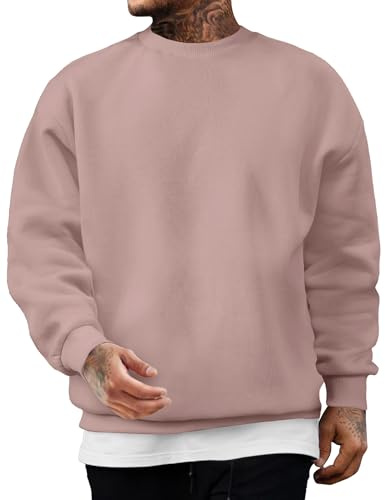 JMIERR Herren Fleece Sweatshirt Crewneck Baumwolle Pullover | Fleece gefüttertes Crewneck Sweatshirts mit Rippkragen, Manschetten, Saum, Maschinenwasche