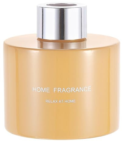 sourcing map Empty Glass Diffuser Bottle 140ml/4.7oz Refillable Fragrance Accessories Aromatherapy Jar Container for Replace Reed Diffuser Home Bathroom Pale Orange with Silver Tone Cap