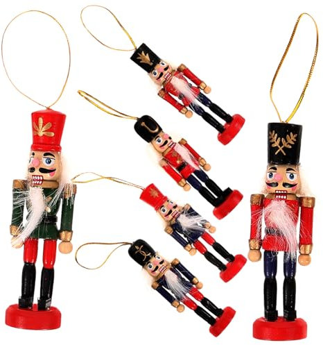 QUMIIRITY 6pièces Lot de Pendentifs De Noël Forme De Marionnettes Casse-Noisette pour Décoration Arbre De Noël Et Cadeau De Fête