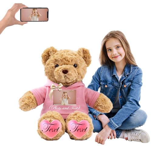 JABECODIFA Nounours Geant Personnalisé 68cm Cadeaux Personnalisés pour Elle Lui, Nounours Géant Personnalisé avec Texte Photo Cadeaux d'anniversaire Nounours Geante Valentin