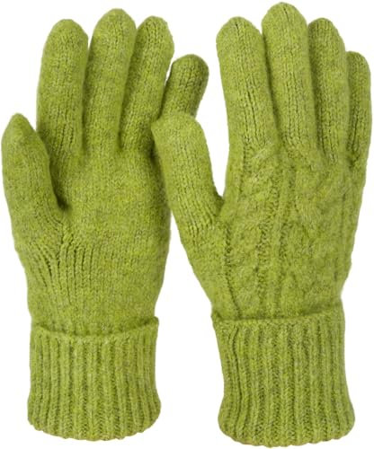 styleBREAKER Damen Strickhandschuhe mit Zopfstrickmuster, warme Winter Fingerhandschuhe, vielseitige Farben 09010051, Farbe:Limettengrün