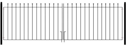 Manor Ball Top Metal Garden Driveway Gates Galvanised Wrought Iron Dual Swing Gate (3048mm (10ft) Gap x 915mm High MAZP49)