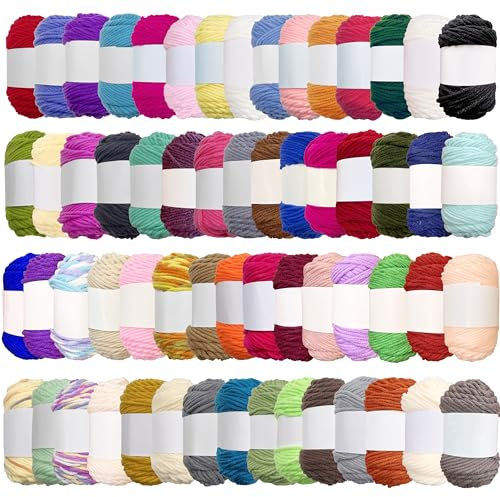 Yayatty 60 Farbe Wolle zum Häkeln, Wolle Zum Stricken Häkelwolle, 15g Multicolor Garnstränge für Häkeln DIY, Handarbeit Stricken Garn, DIY Projekt