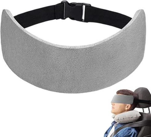 CPRNQY Cojín para cuello de viaje, para dormir, almohada de viaje, correa de apoyo para cabeza de avión, para dormir y descansar en coches, autobuses, camiones y trenes (gris)