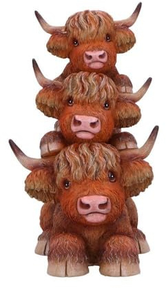 Highland Totem Lovely Scottish Highland Cow Coo Stack Of 3 Resin Ornament