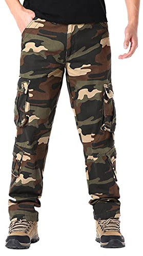Camouflage Hose Herren Kurz Mens Fashion Casual Camouflage Multi Pocket Zipper Buckle Male Cargo Pants Outdoor Pants Tooling Pants Windhosen