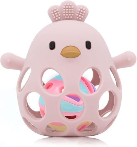 JoyJoyful Jouet Bebe 6 Mois, Jouet Hochet Dentition Bebe 1 an, Jeux d’Eveil Balle Sensorielle 0-6 Mois, Cadeau Naissance Fille et Garçon, Cadeau Enfant 0 3 6 9 12 Mois (Rose)