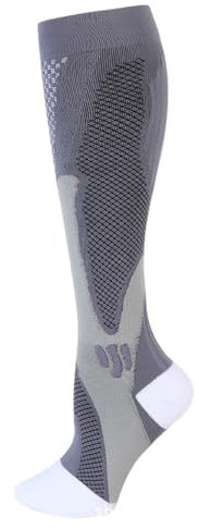 Popyy Kompressionsstrümpfe für schmerzfreie Beine und Füße (L/XL（40-46）,grau 4 + 2 Gratis [Paar])