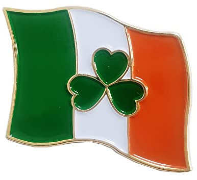St Patrick's Day Ireland Irish Flag Clover Shamrock Pin Brooch Enamel Badge Memorabilia
