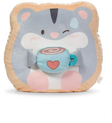 NICI mymochi Kuscheltier Hamster Shai mit Tasse 35x33x12cm - grau - Weiches mymochi Plüschtier – stylisches Stofftier zum Kuscheln oder als Accessoire - Tolles Geschenk für Kinder & Erwachsene - 62395