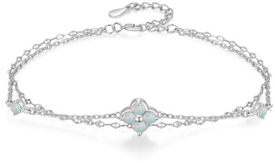 PHNIBIRD Silber Armband 925 Sterling Silber Zierlich Oktober Geburtsstein Armband mit Opal Schmuck für Damen und Mädchen