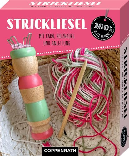 Strickliesel: Mit Garn, Holznadel und Anleitung (100% selbst gemacht)