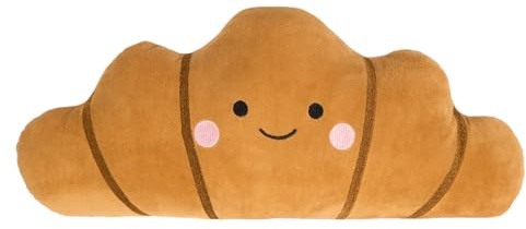 OHS Croissant Cushion, Soft Cosy Plush Pillow Decorative Stuffed Croissant Shaped Novelty Cushion Throw Pillow Birthday Gift for Kids and Friends, Brown - 35 x 18cm