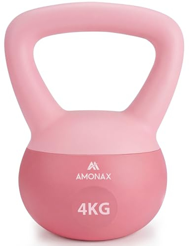 Amonax Kettlebell Set 4 kg 6 kg 8 kg 10 kg, Soft Kettlebells bodenschonend mit rutschfestem ergonomischem Griff, Kettle bells Gewichte für Home Gym Training und Ganzkörper Krafttraining zu Hause
