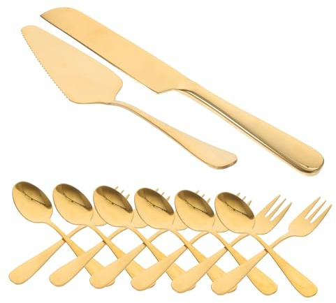 LAPYAPPE Servire Dolci in Acciaio Resistente Comprende Coltello Torta Dolci Forchette e Cucchiai Facile da e Lavabile in Lavastoviglie per Cucina Domestica e Professionale