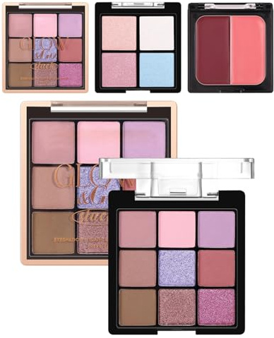 Kixolazr Palette e Blush - Trucco Viso con Ombretti Blush e Illuminante Shimmer e Opaco Cosmetica Delicata - Ideale per Fotoritocco Serata Speciale e Viaggio