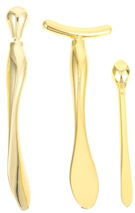 Didiseaon 3 Stück Teiliges Augencreme spatel aus Langlebiger Praktischer Beauty scoop und Massage stick in Gold Fördert Absorption Augenödeme Tragbar für Gesichts Augenpflege