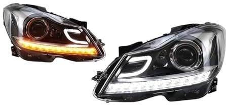 SAUANMNKTP Scheinwerfer für die Fahrerseite für Benz C-Klasse W204 2011 2012 2013, dynamische Blinker und LED-Scheinwerfer