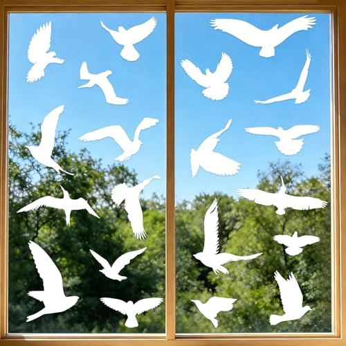 Inreeme Anticolisión Pegatinas Ventana Pájaros - 37 Piezas Pegatinas para Ventanas Protección Contra Pájaros Blanco, Imágenes Estáticas Reutilizables para Ventanas Contra Choques De Aves(blanco)