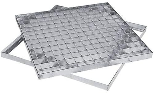 LoviStore Griglia Pedonabile in Acciaio Zincato con Telaio Quadro, Grata Carrabile, Maglia 33x33 cm, Copertura Pozzi e Canali di Drenaggio, Passerelle e Recinzioni, Resistente (30x30 cm)