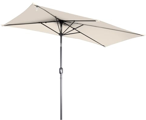 Angel Living 2.5 x 1.3 m Semi Sombrilla de Jardín Cuadrado de Acero y Poliéster, Parasol Inclinado con Manivela, Sombrilla con Mástil Acero 38mm, para Balcón Terraza Patio Jardin