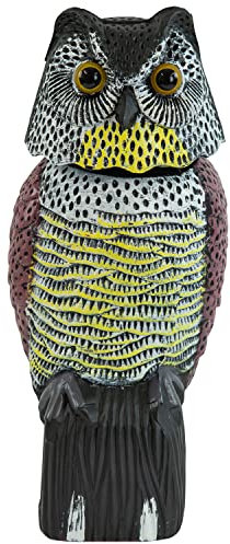 Woodside Large Realistic Owl Decoy With Rotating Head Bird/Pigeon/Crow Scarer
