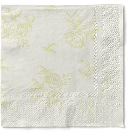 Sovie HOME Servietten HOCHZEIT in Champagner-Grün aus 3-lagigem Tissue, 33 x 33cm, 1/4 Falz, 20 Stück, elegante Tischdeko mit Rosenmotiv auf champagnerfarbenem Hintergrund