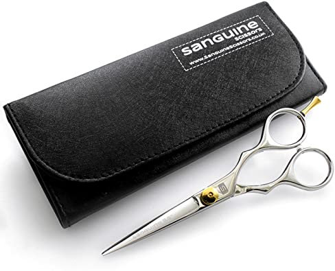 Sanguine Haarschere, Friseurschere, mit Etui & Spitzenschutz, professionell oder persönlich