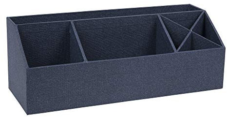 Bigso Box of Sweden ELISA Schreibtisch Organizer mit 4 Fächern – Ordnungssystem für Zettel, Büroklammern, Stifte usw. – Sortierkasten aus Faserplatte und Papier – blau