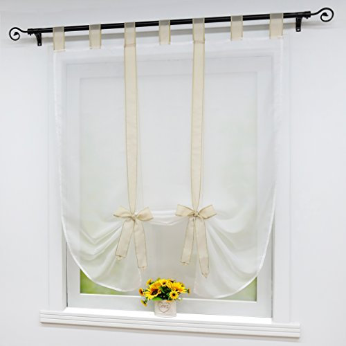 Joyswahl Raffrollo Voile Bindegardine mit Schlaufen »Adele« Unifarbige Gardinen BxH 140x140 Sand 1er Pack
