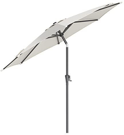 SONGMICS Sombrilla de Jardín 300 cm, UPF 50+, Parasol, 30°de Inclinación en dos Direcciones, con Manivela, para Patio, Terraza, Balcón, Piscina, sin Base, Beige GPU30BE