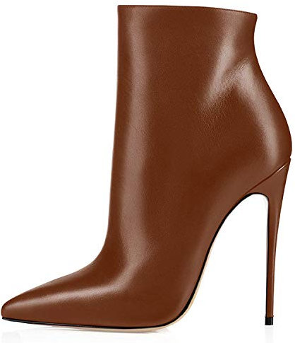 elashe Stivali Donna - Scarpe da Donna - Tacco a Spillo - Zip up Stivali Marrone EU39