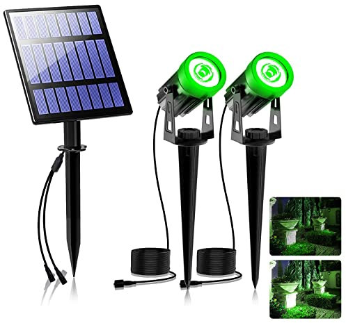 T-SUNUS Faretti Solari da Giardino, Luci Solari da Esterno Decorative IP65 impermeabili 2 modalità di illuminazione Lampade Solari da Giardino ON/OFF automatici per Cortile Vialetto Alberi Verdi