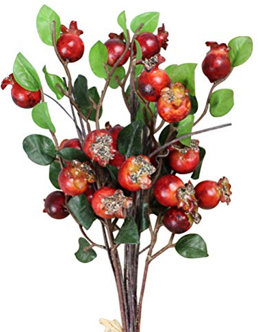 Supvox Simulierte Granatapfelfrucht Rot: 12.6 Zoll Dekorative KüNstliche Hagebuttenbeeren FüR Zuhause Und Blumenarrangements Mit Stoff Kunststoff Und Eisendraht