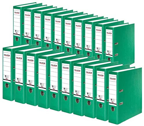 Original Falken 20er Pack Recycolor Umwelt-Ordner Öko. Made in Germany. Farbiger Papierbezug außen 8 cm breit DIN A4 grün Ringordner Aktenordner Briefordner CO2-Neutral Blauer Engel